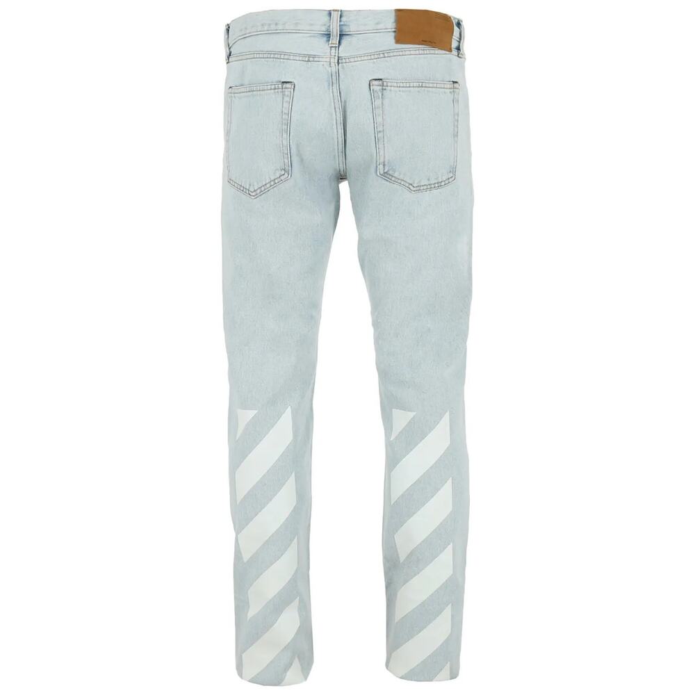 Off-White Light Wash Logo Jeans Diagonal Stripe Denim Size 26 Virgil Abloh Era